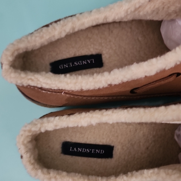 Lands' End Tan Suede Slip-On Loafers with Tassels - Picture 2 of 9